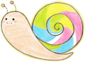 クマに寄り添うカタツムリのイラスト
