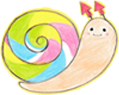 写真を見上げている触角が矢印になっているカタツムリのイラスト